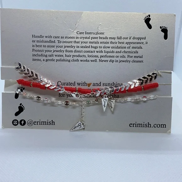 Erimish 3 PCs Anklets - NIB - Picture 3 of 4